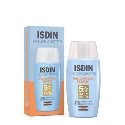 ضد آفتاب ایزدین فیوژن واتر مجیک بی رنگ SPF50 water magic حجم 50 میلی لیتر